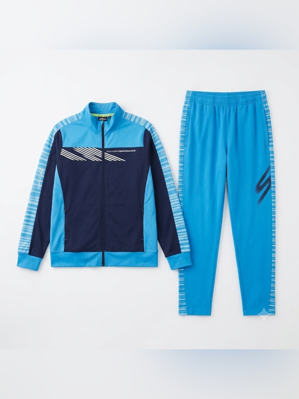 Skechers Performance Track Suit Women Large Blue Excellent Zip Jacket Pants Set